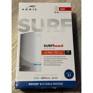 Arris SURFboard S33 DOCSIS 3.1 Multi-Gigabit Cable Modem White 2.5Gbps Port